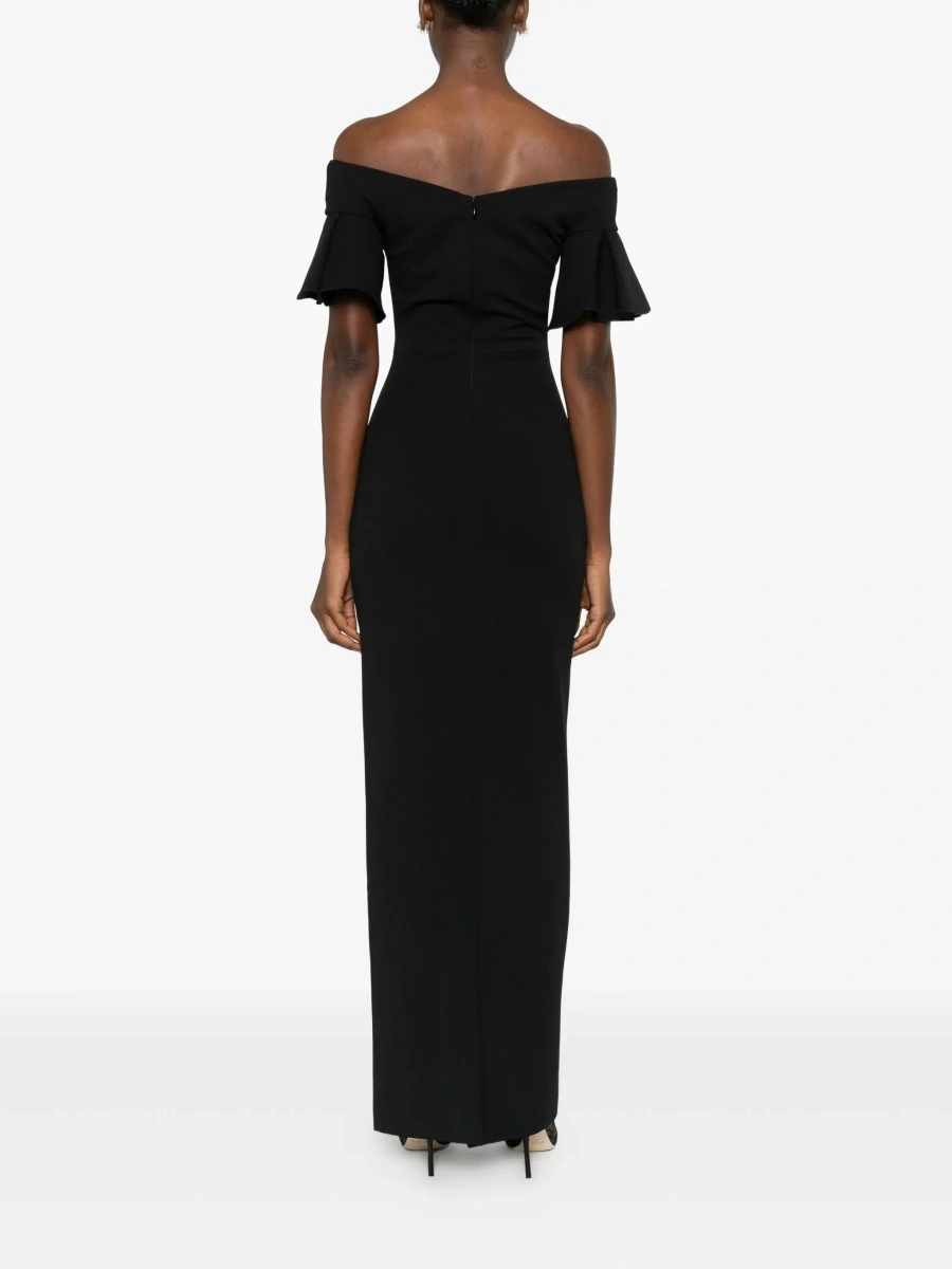 Rochii 'Cielo' Black Long Dress with Off-shoulder and Hidden Zip Closure at the Back in Tech Fabric Women - Img 6