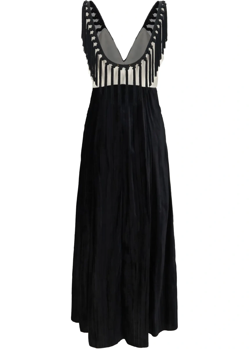Rochii Color-block velvet Long Dress with fringes - Img 2