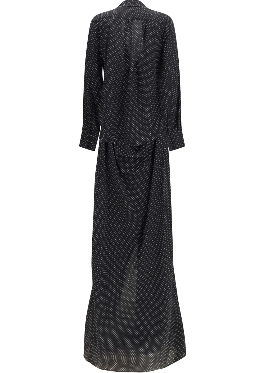Rochii Criss Cross polka-dot silk crepe de chine long Dress - Img 2