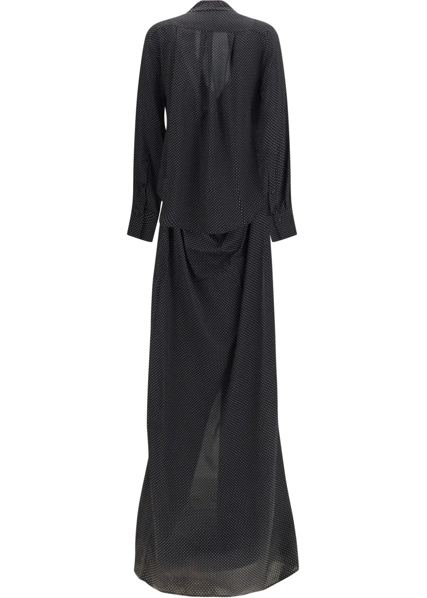 Rochii Criss Cross polka-dot silk crepe de chine long Dress - Img 2
