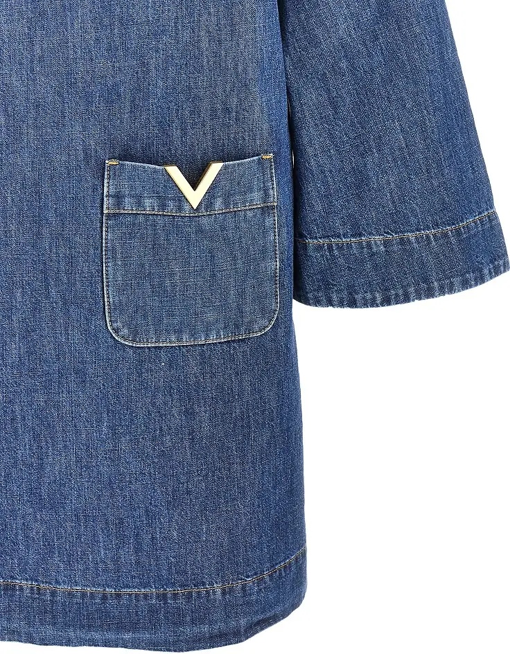 Rochii Denim mini skirt with V Gold details - Img 2