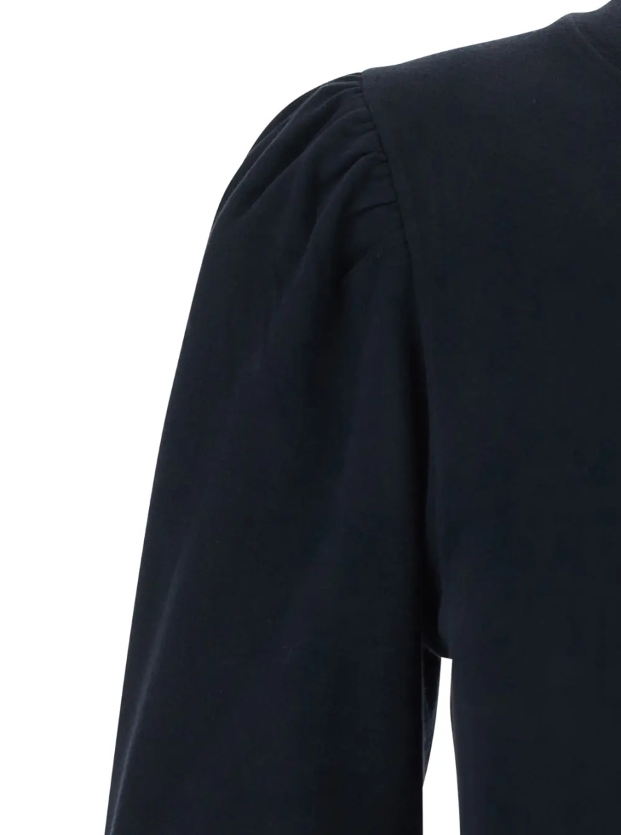 Rochii Dress 'Mylda' Crew Neck with Pleated Details in Black Cotton for Women - Img 3