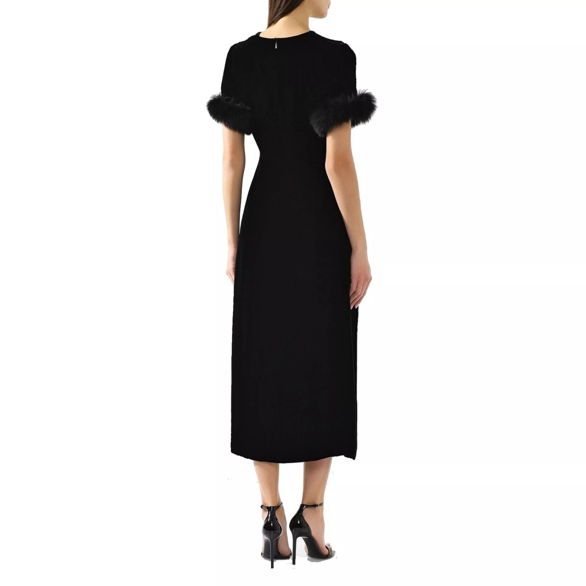 Rochii Fendi Fur Trim Velvet Midi Dress - Img 3