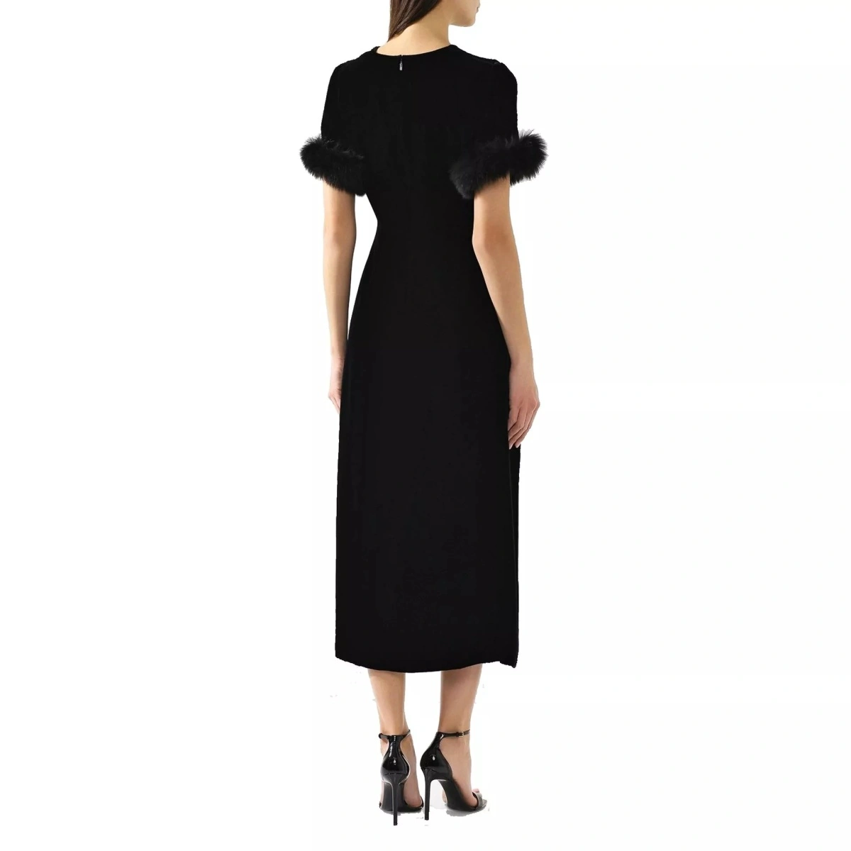 Rochii Fendi Fur Trim Velvet Midi Dress - Img 3