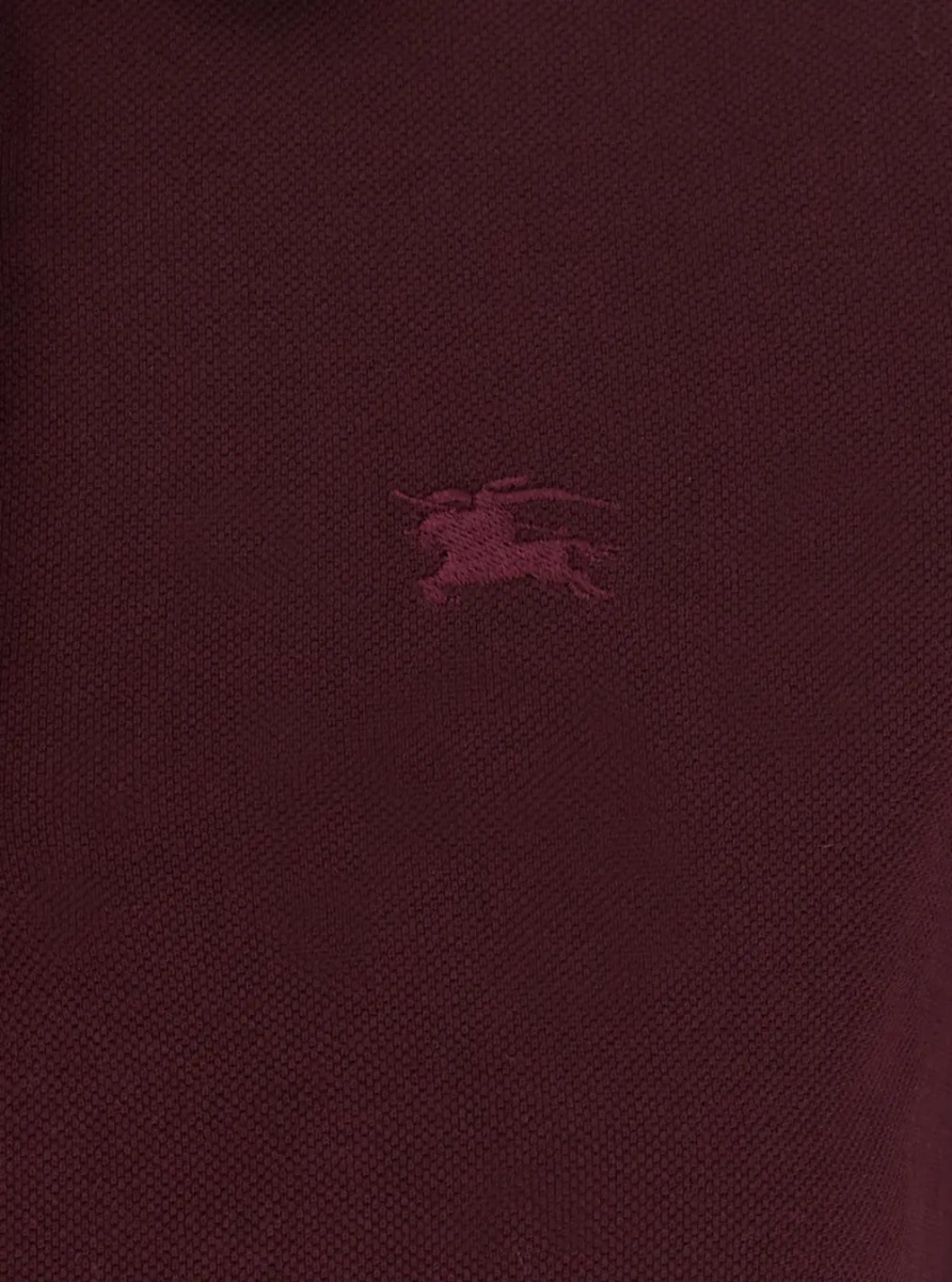 Rochii 'Iris' Bordeaux Dress with classic collar with Motif Check and EKD embroidery on the front in cotton for women - Img 3
