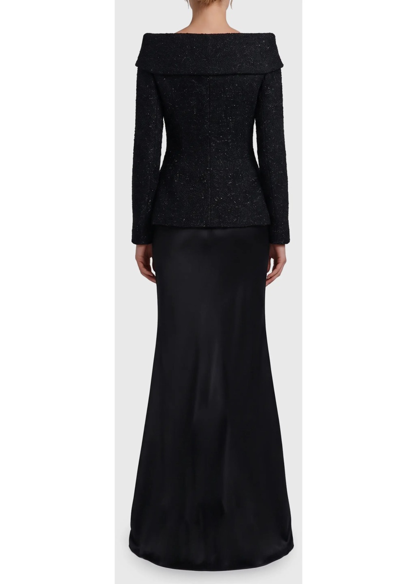 Rochii Metallic Bouclé Satin Maxi Dress - Img 2