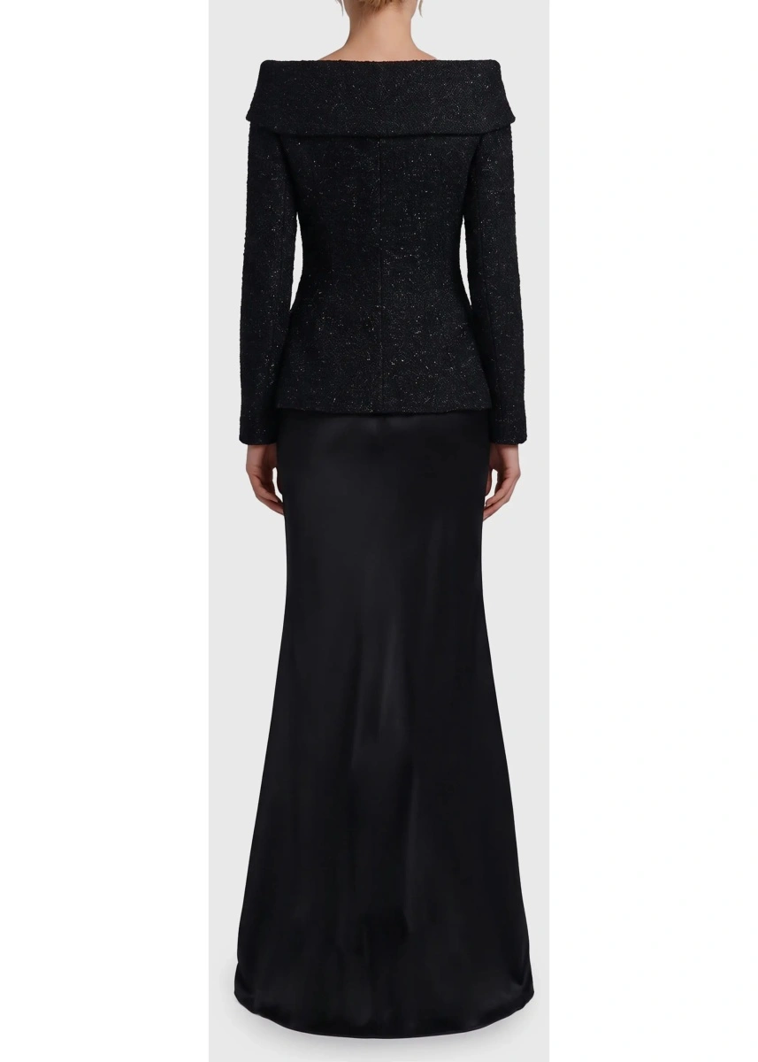 Rochii Metallic Bouclé Satin Maxi Dress - Img 2
