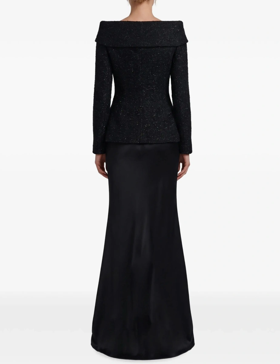 Rochii Metallic Bouclé Satin Maxi Dress - Img 6