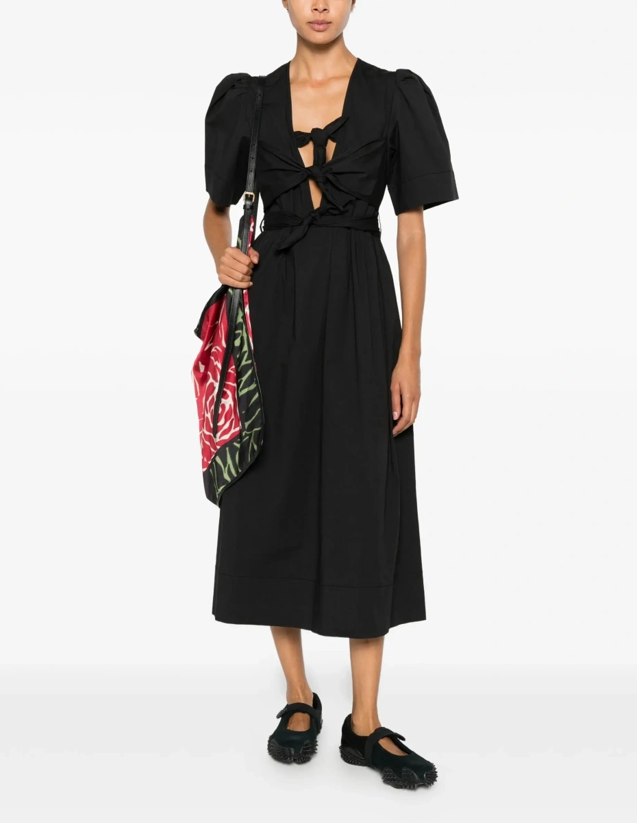 Rochii Midi Dress with bows and puff shoulders - Img 4