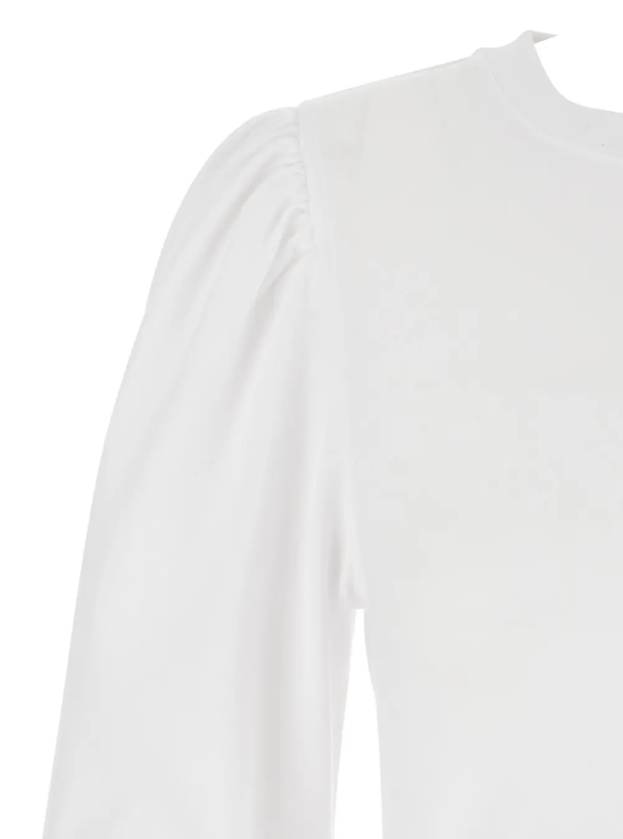 Rochii 'Mylda' White Crew Neck Dress with Pleated Details in Cotton Woman - Img 3