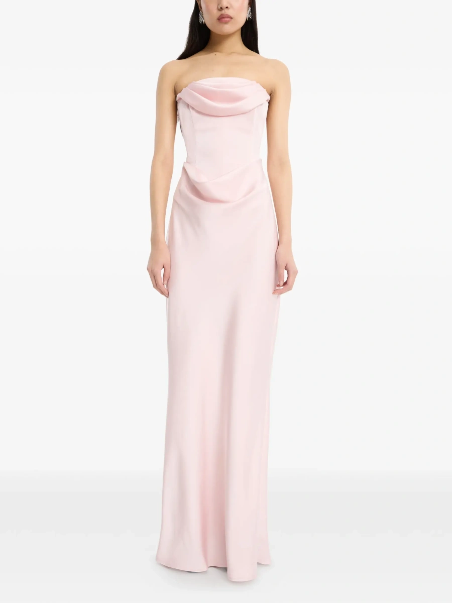 Rochii Pink Long sleeveless dress with draping in Tech Fabric for woman - Img 4