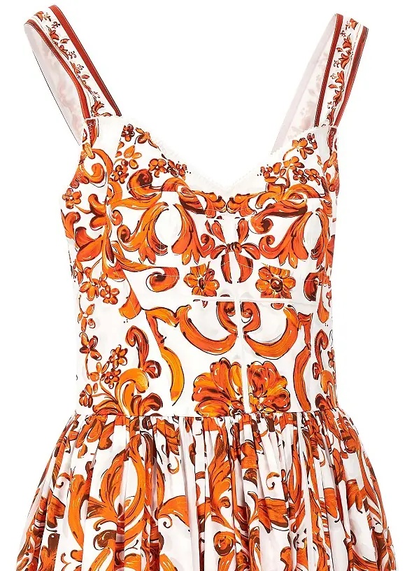 Rochii Poplin long dress with Maiolica print - Img 2