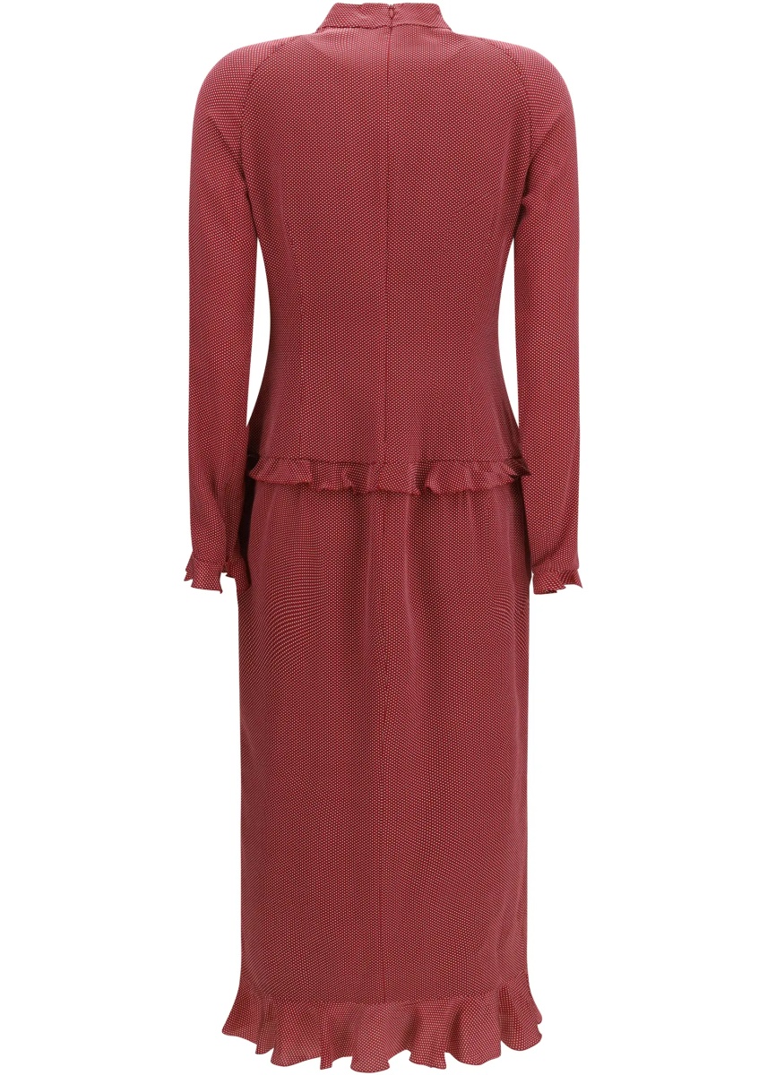 Rochii Silk polka-dot midi Dress with appliqué bows - Img 2