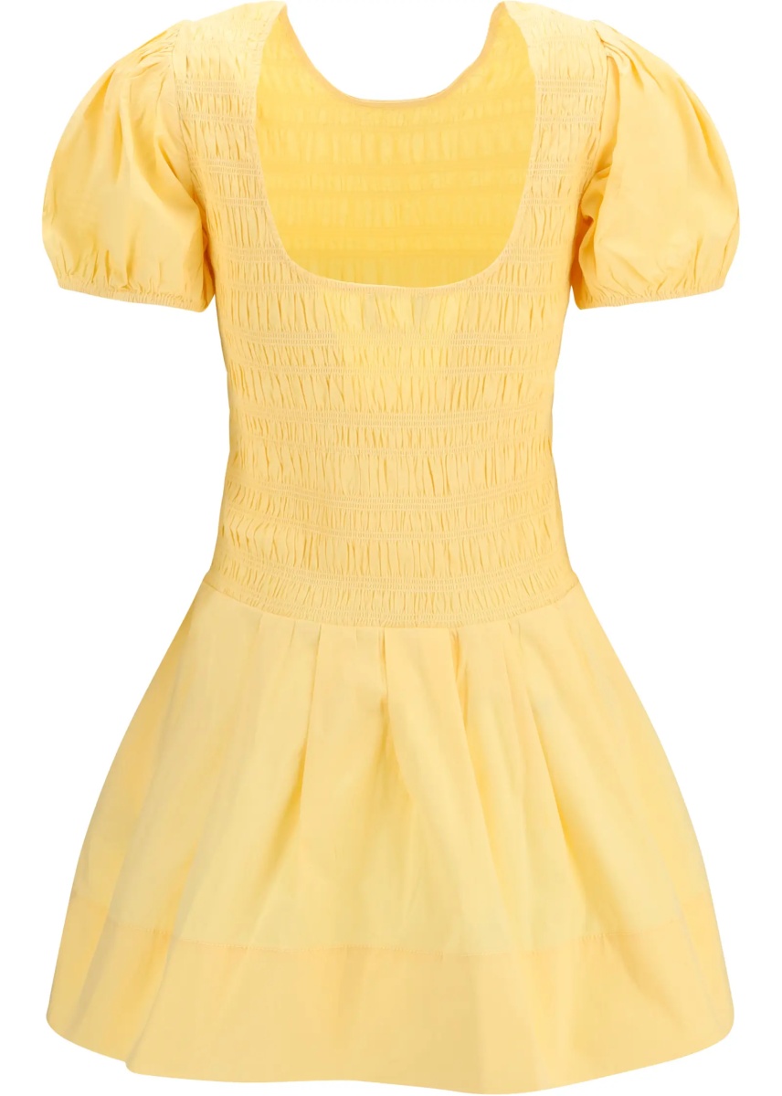 Rochii Stretch cotton mini Dress with balloon sleeves - Img 2
