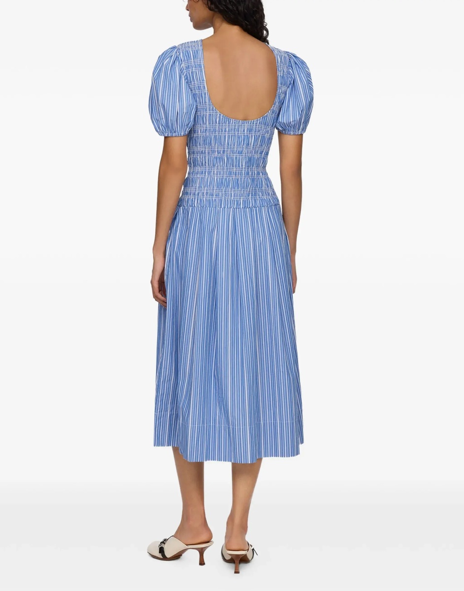 Rochii Striped cotton Dress with puff sleeves - Img 5