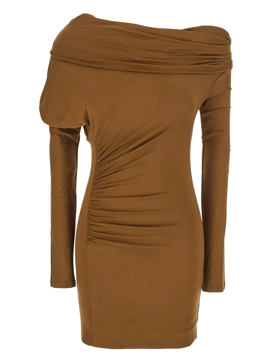 Rochii 'Zoe' Beige Dress with Asymmetrical Design and Draped Detail in Fabric Woman - Img 6