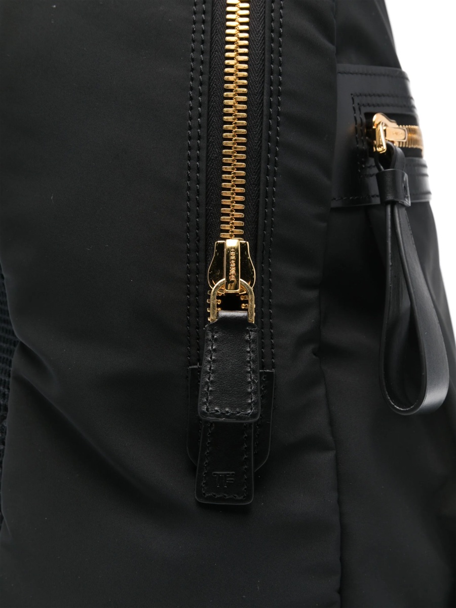 Rucsac Tom Ford negru din piele si material textil - Img 4