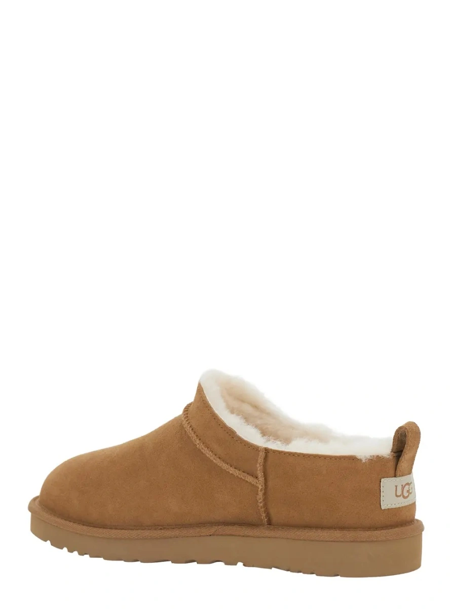 Saboti Beige Mule with logo on the side and faux fur lining in suede for men - Img 3