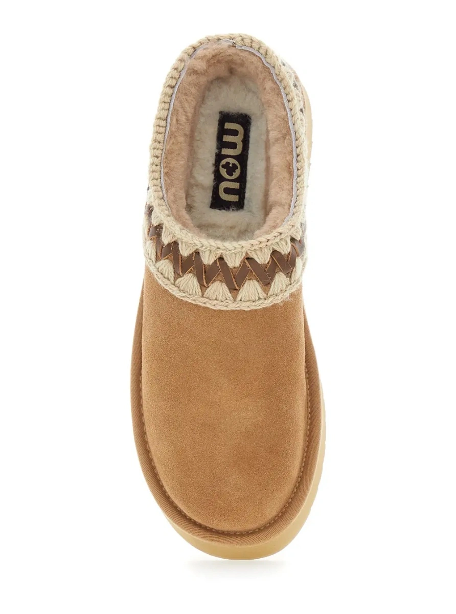 Saboti Beige Mules with Braided Detail in Suede Woman - Img 4