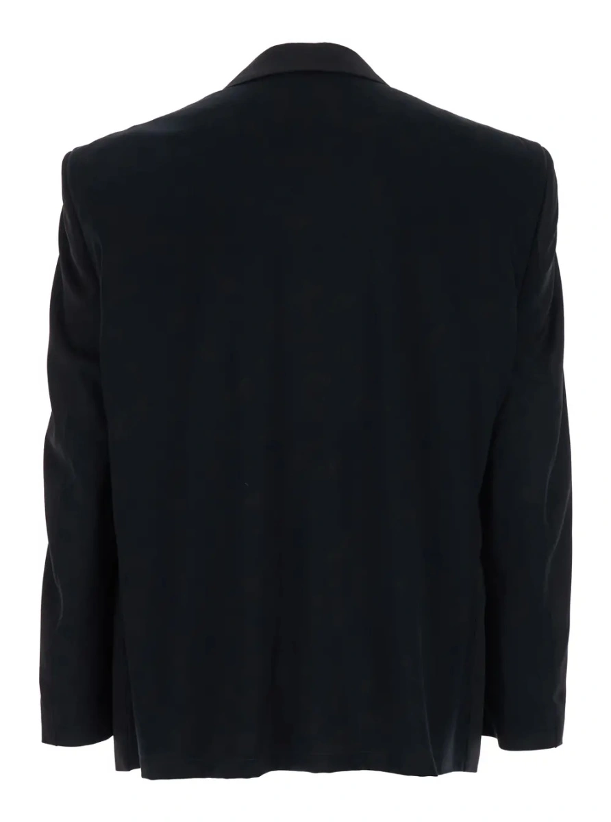 Sacou Black Single-Breasted Jacket with Notched Revers in Wool Man - Img 2