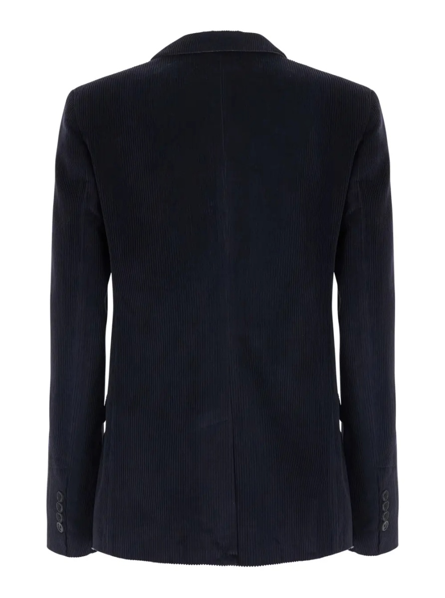 Sacou Blue double-breasted Jacket with Peak revers in corduroy for women - Img 2