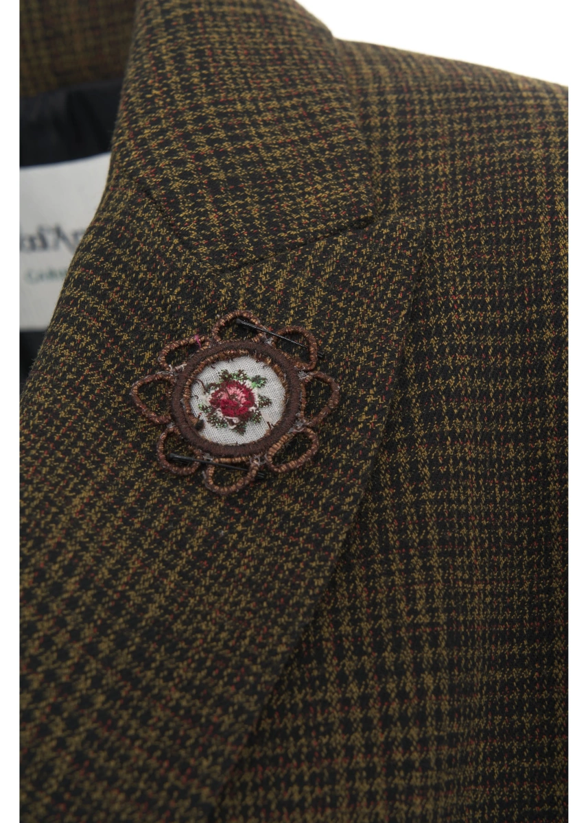 Sacou Checkered blazer with brooch - Img 3