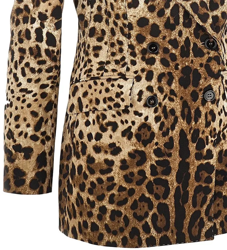 Sacou Double-breasted jacket with animal print - Img 2
