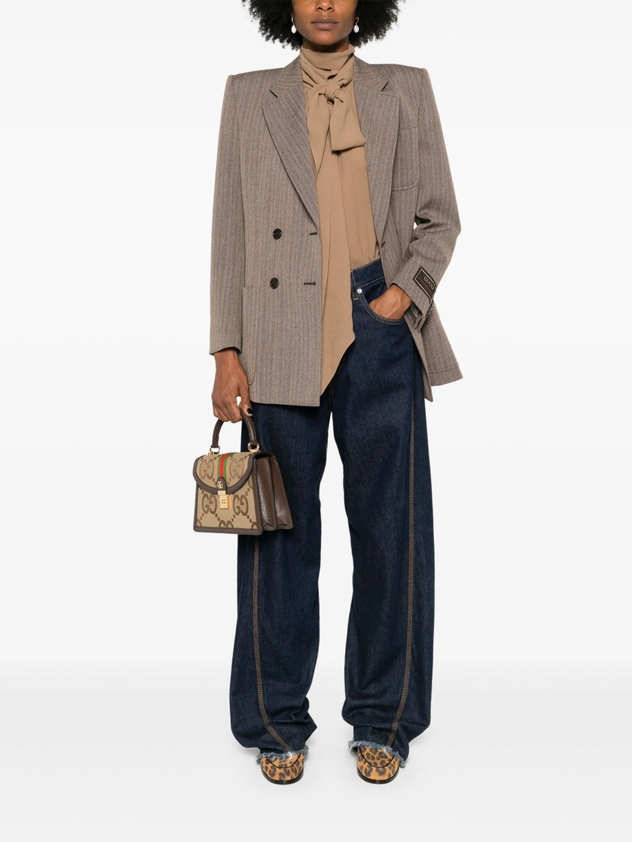 Sacou elegant Gucci maro din polyester si lana - Img 2