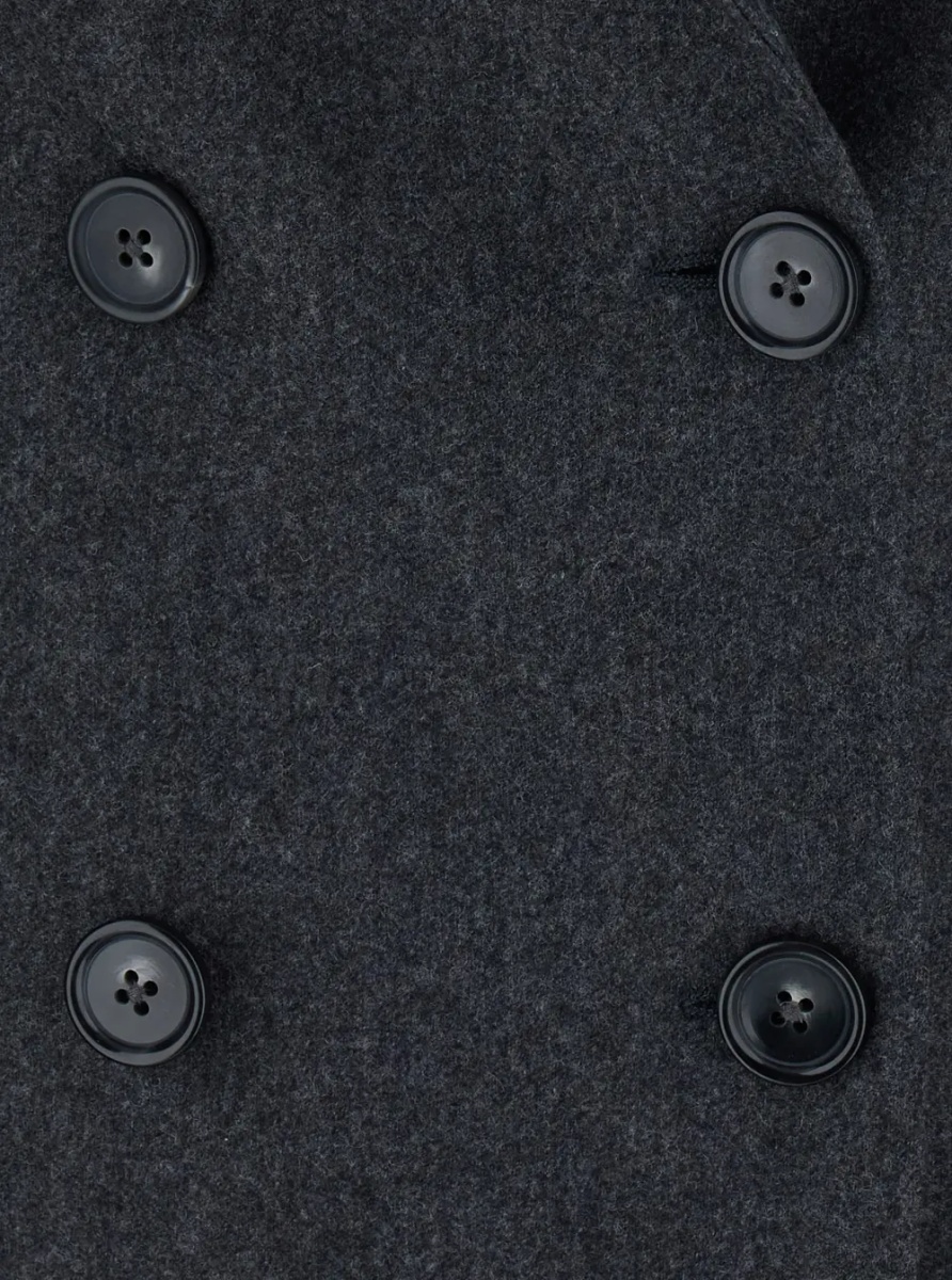 Sacou Gray Double-breasted Cashmere Wool Jackets - Img 3