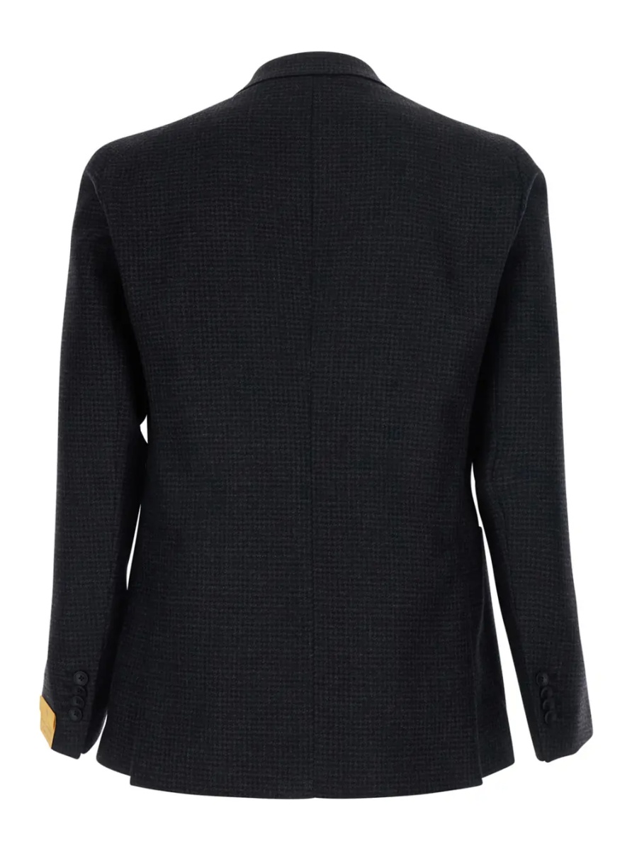Sacou Grey Single-Breasted Jacket with Stripe Motif and Pin on Front in Wool for Men - Img 2