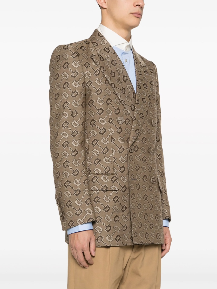 Sacou Gucci Horsebit neutru din bumbac si lana - Img 3
