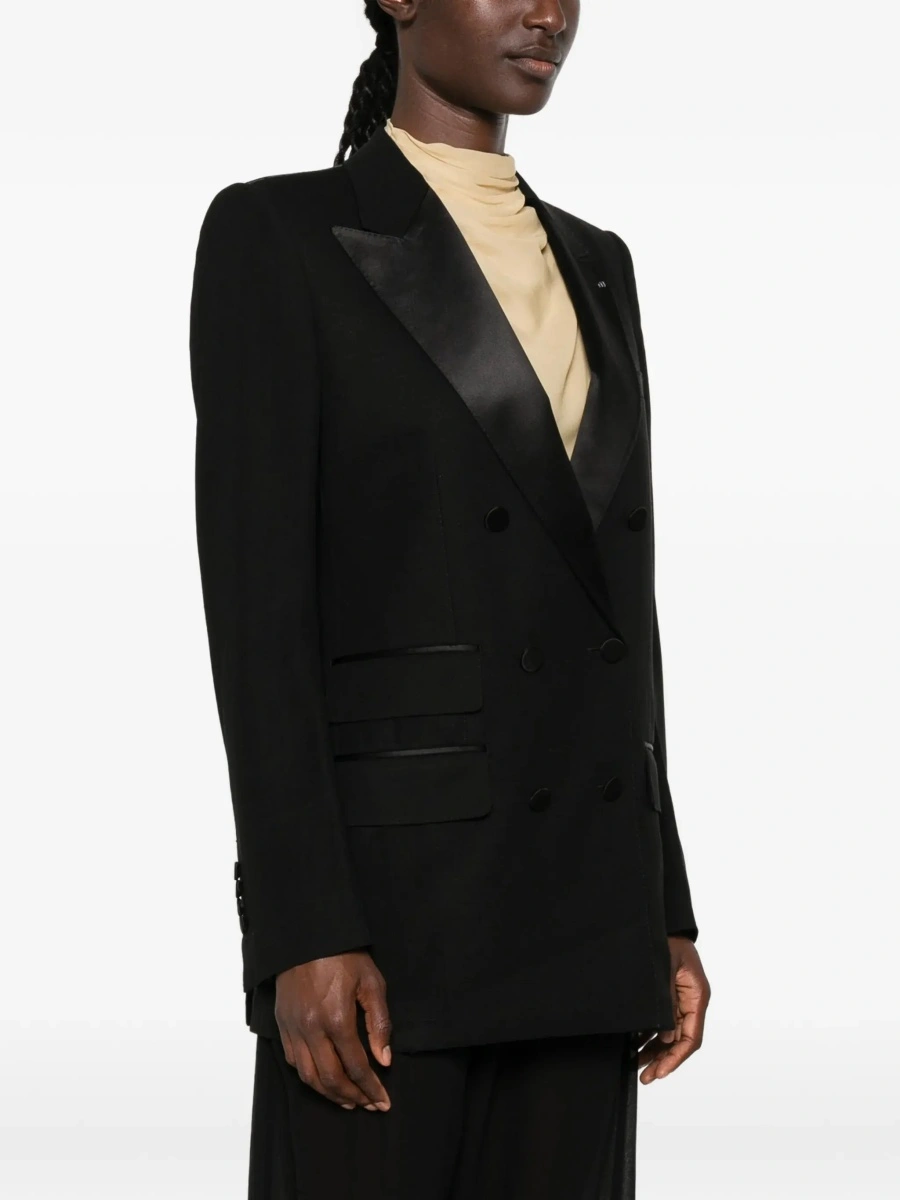 Sacou light virgin wool double breasted tuxedojacket - Img 4