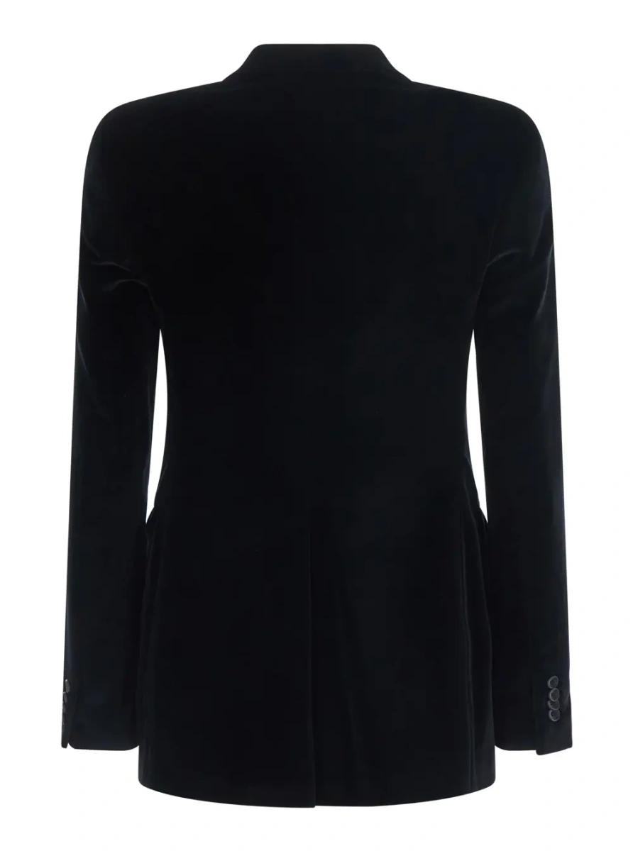 Sacou PARIS VELVET Jacket with collar and long sleeves in black velvet for men - Img 2