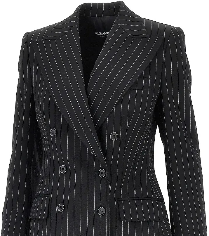Sacou Pinstriped wool double-breasted jacket - Img 2