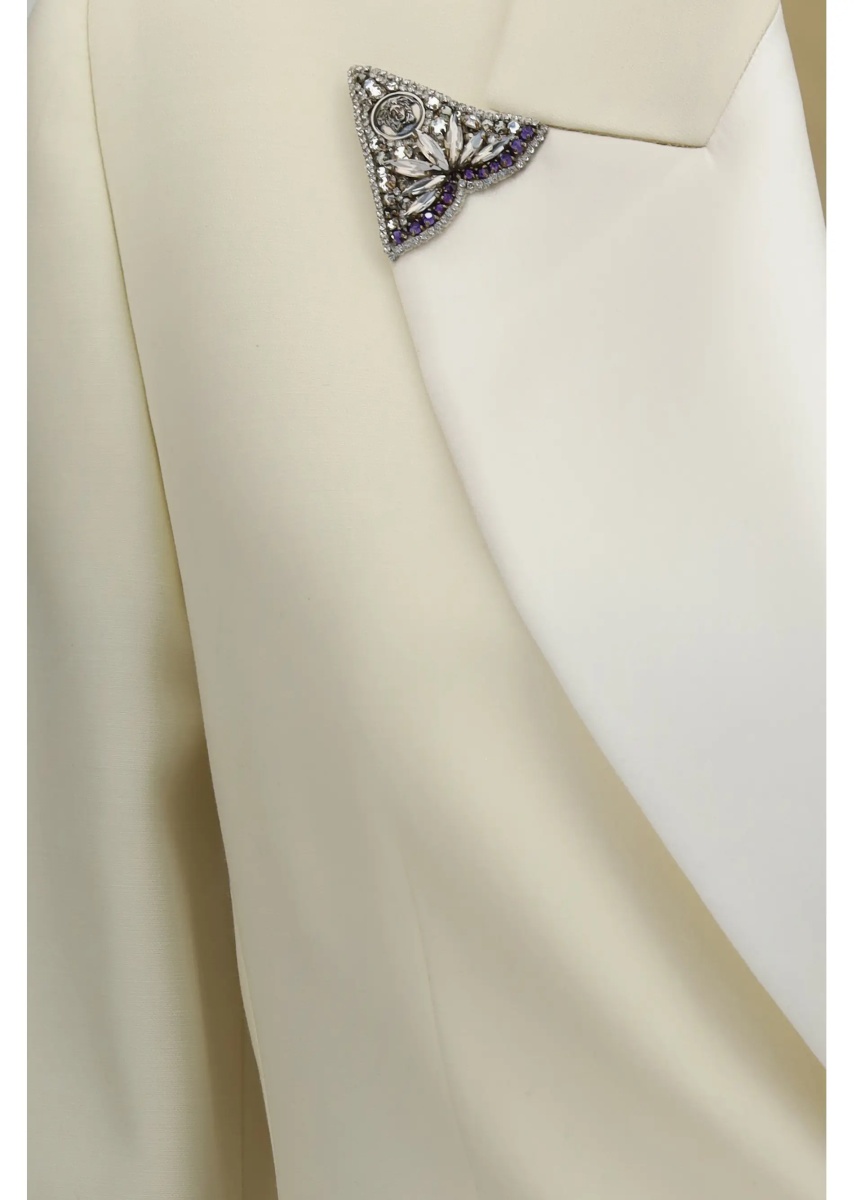 Sacou Stretch wool Blazer with embroidered lapels - Img 3