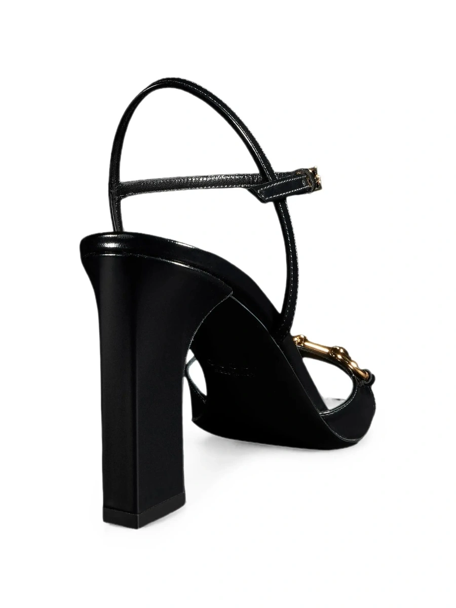 Sandale cu toc Gucci negre din piele - Img 8