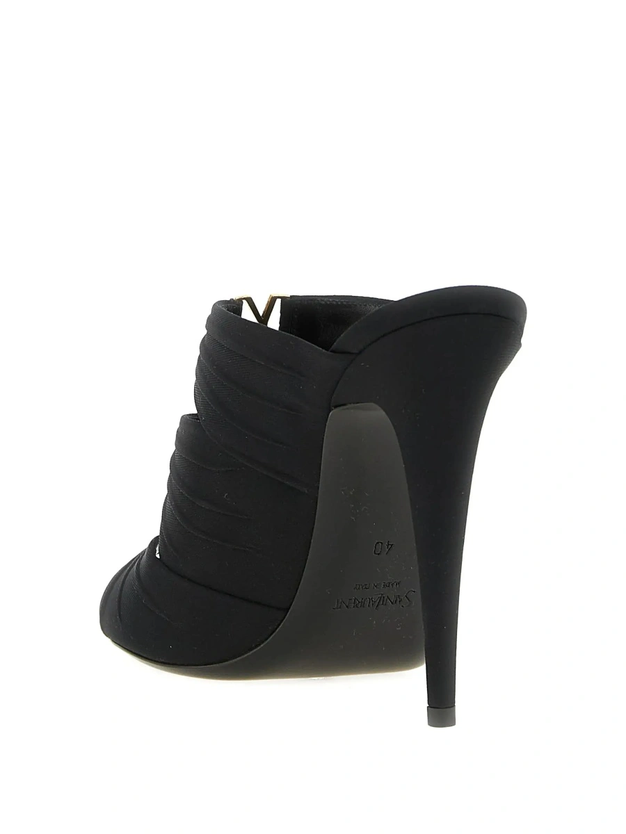 Sandale cu toc Saint Laurent negre din piele - Img 6