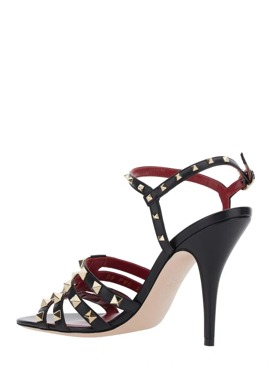 Sandale cu toc Valentino Garavani 'Rockstud' negre din piele - Img 3