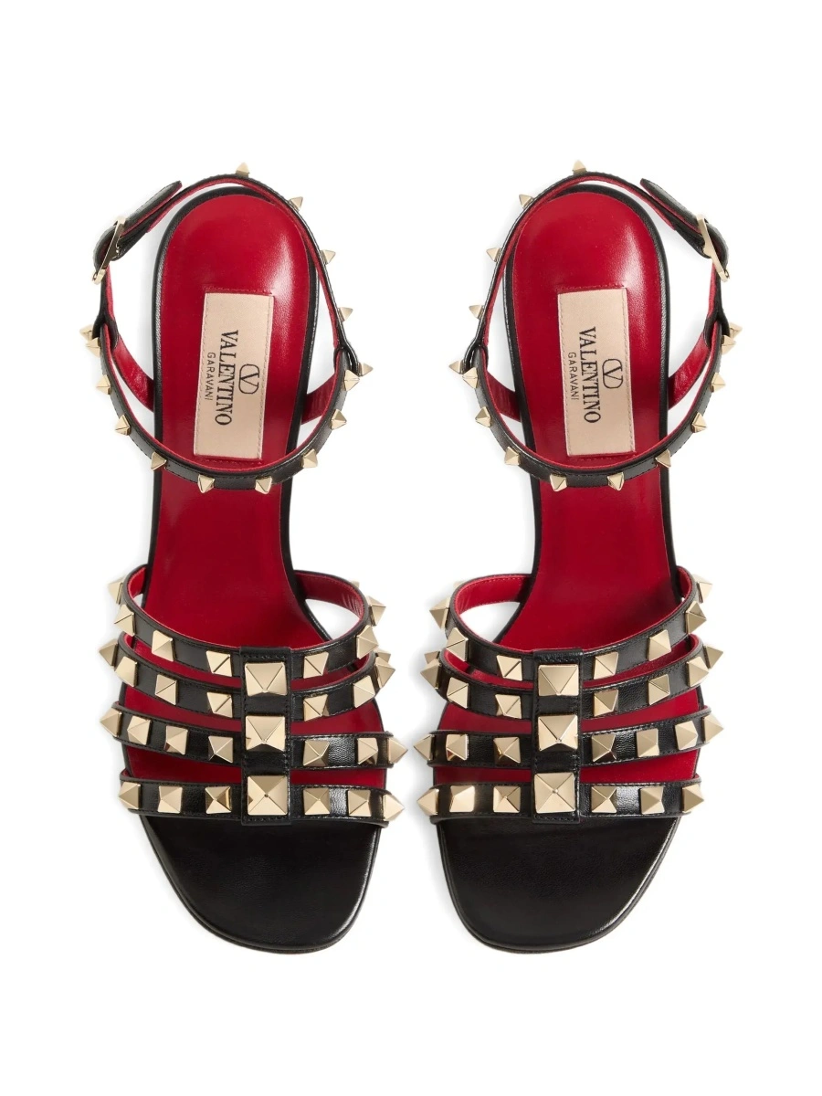 Sandale cu toc Valentino Garavani 'Rockstud' negre din piele - Img 6