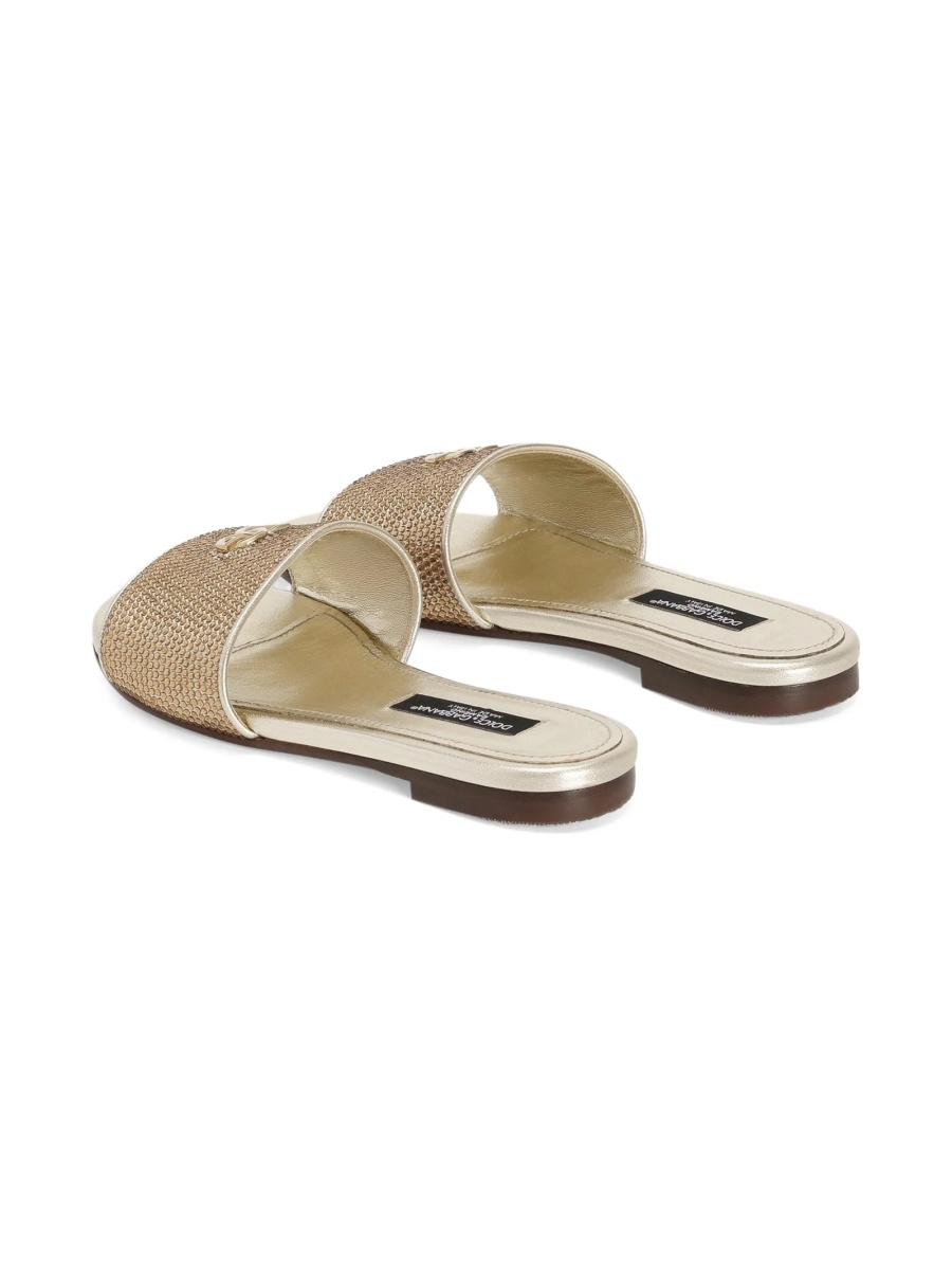 Sandale Dolce &amp; Gabbana aurii din piele si strasuri - Img 3