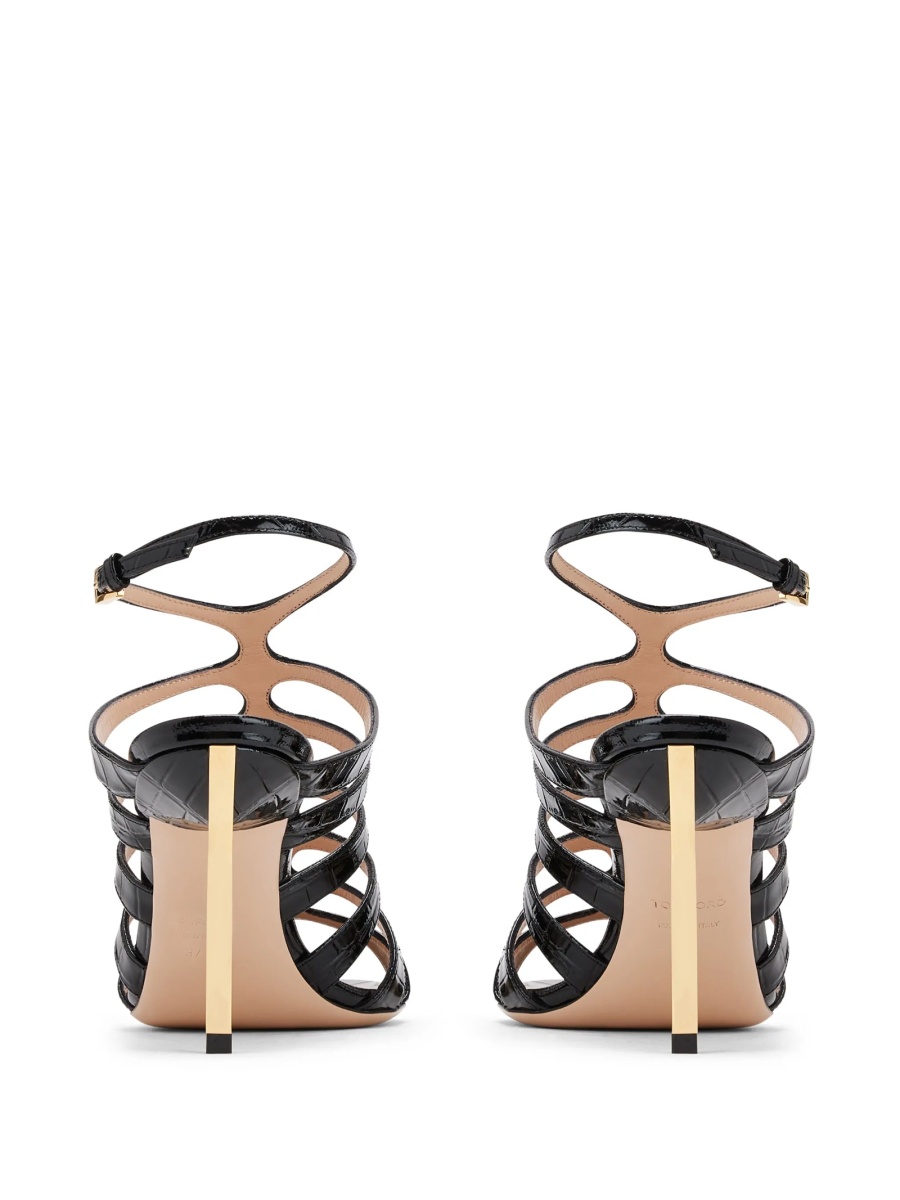 Sandale Tom Ford negre din metal si piele - Img 3