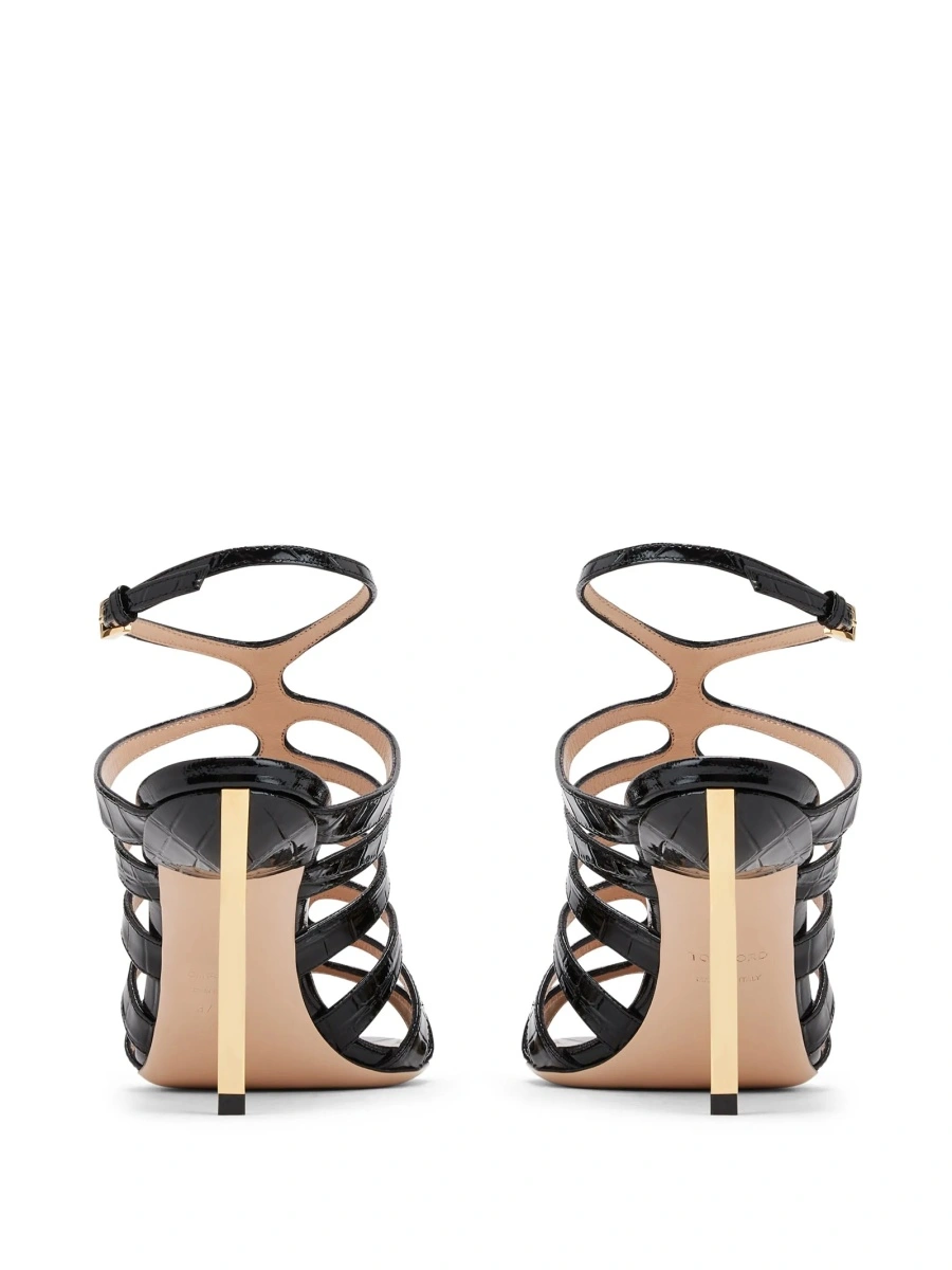Sandale Tom Ford negre din metal si piele - Img 3