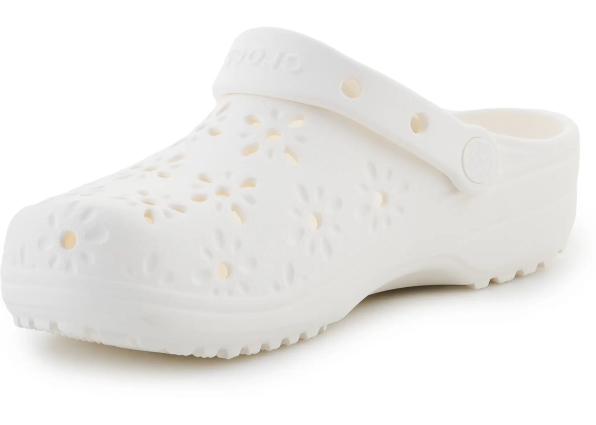 Slapi Classic Floral Cut Out Clog Chalk - Img 3