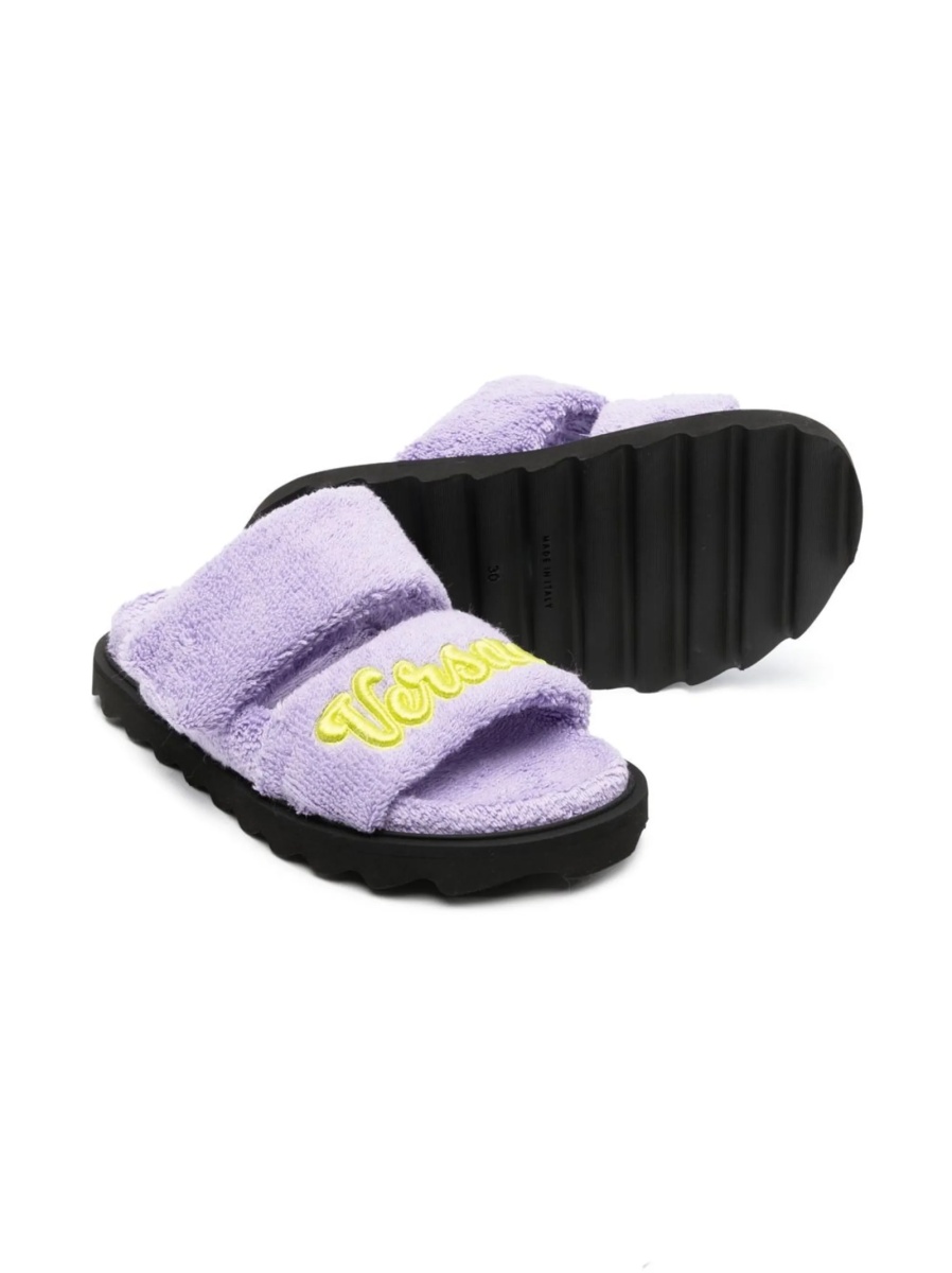Slapi Versace violet din material textil - Img 2