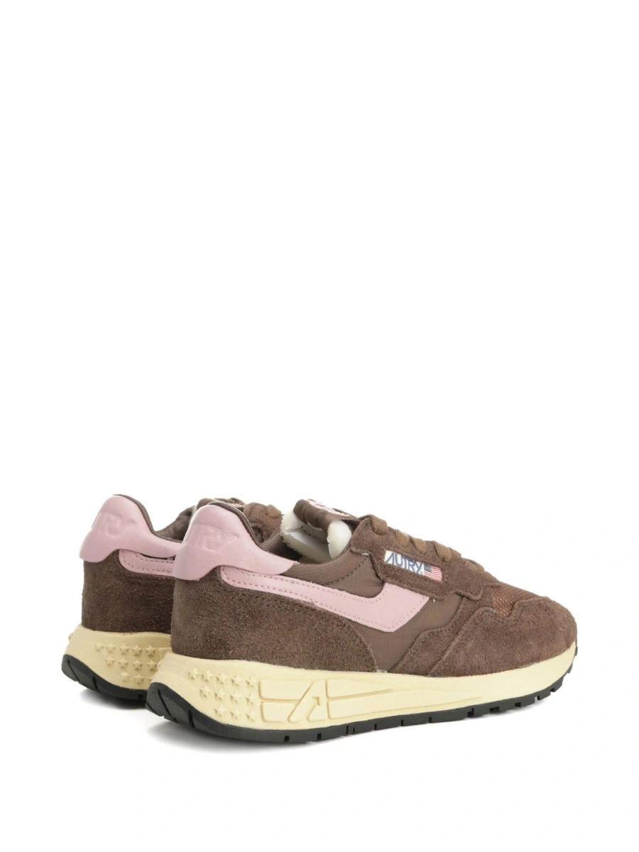 Sneakers AUTRY maro din piele intoarsa si nylon - Img 3