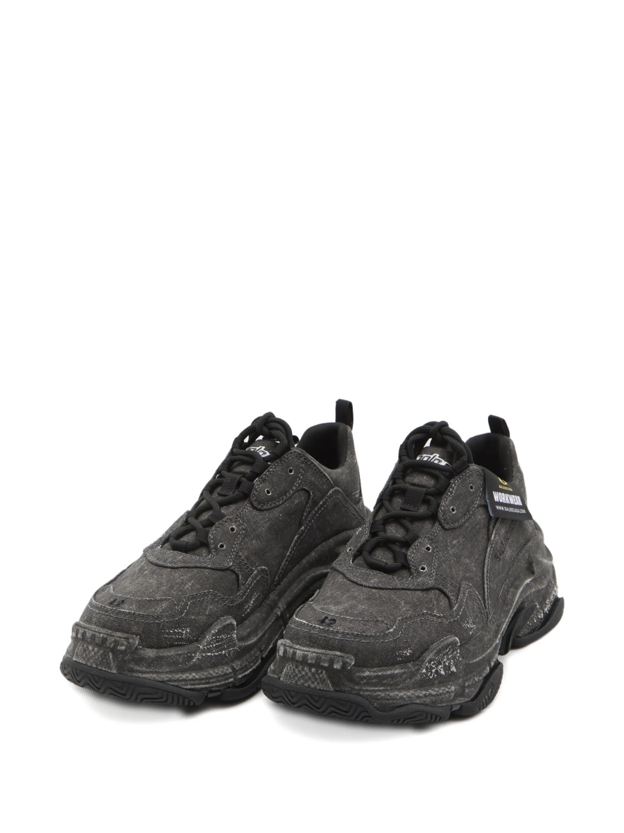 Sneakers Balenciaga Triple S gri din bumbac - Img 2