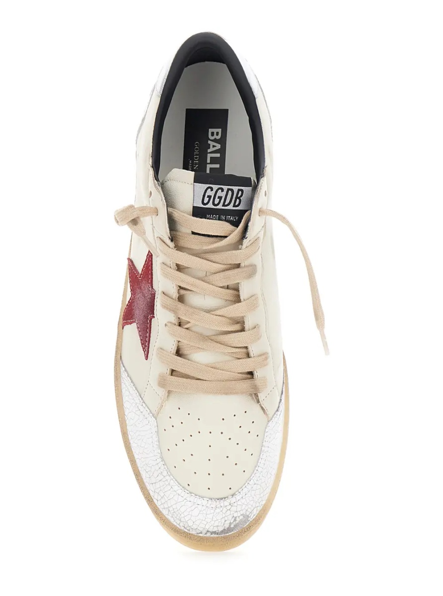 Sneakers 'Ballstar' Beige Sneakers Low Top with star patch on the side in leather for men - Img 4