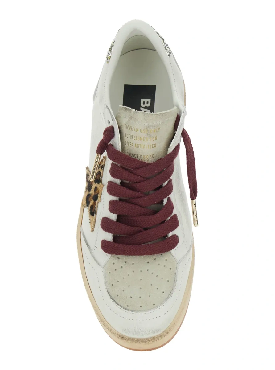 Sneakers 'Ballstar' White Low Top Sneakers with Star Patch with Glitter and Glitter Heel and Logo Lettering in Leather for Women - Img 4