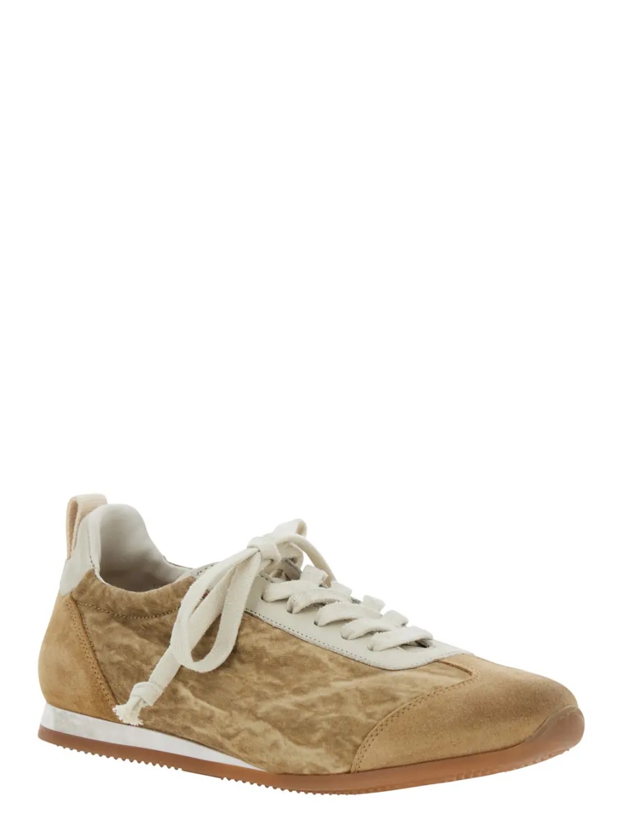 Sneakers Beige Low Top Sneakers with lace-up closure on the front in ecosuede for women - Img 2