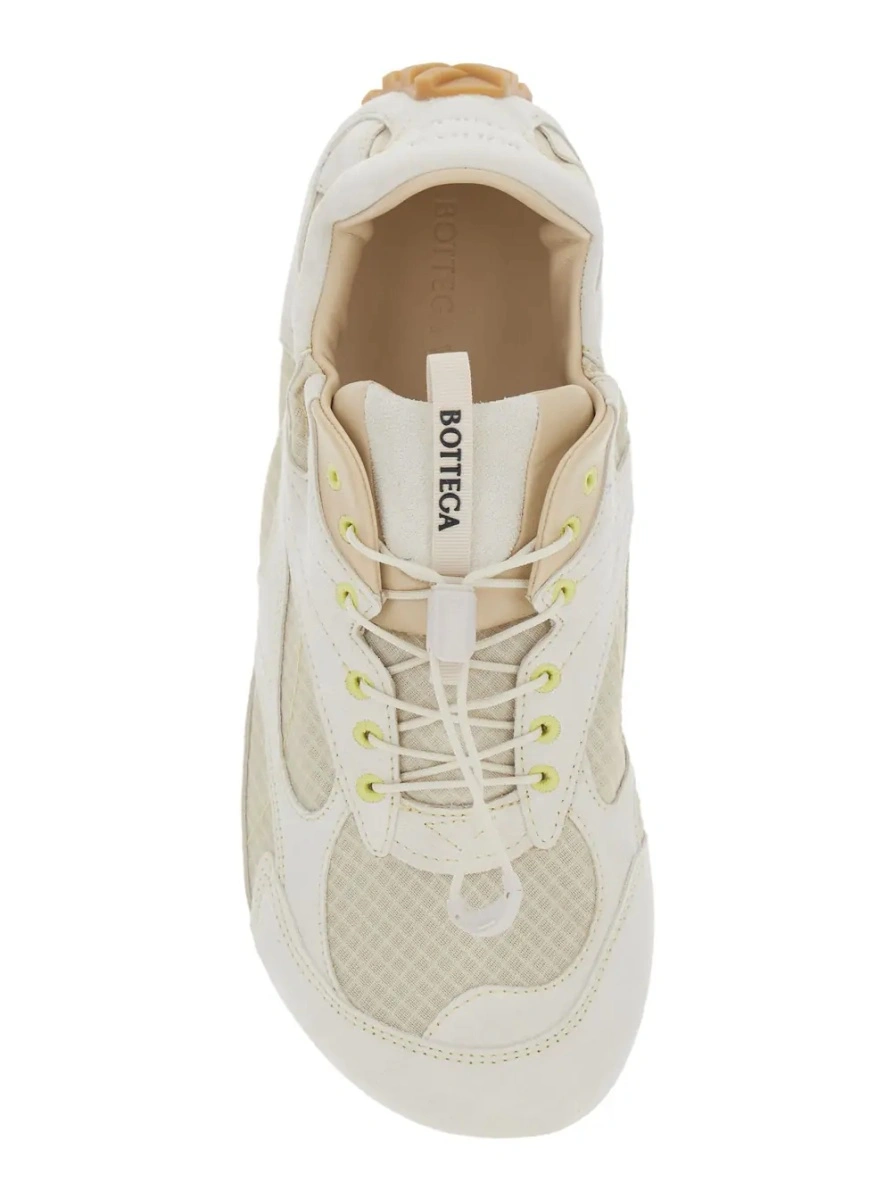 Sneakers Bottega Veneta bej din piele si material textil - Img 4
